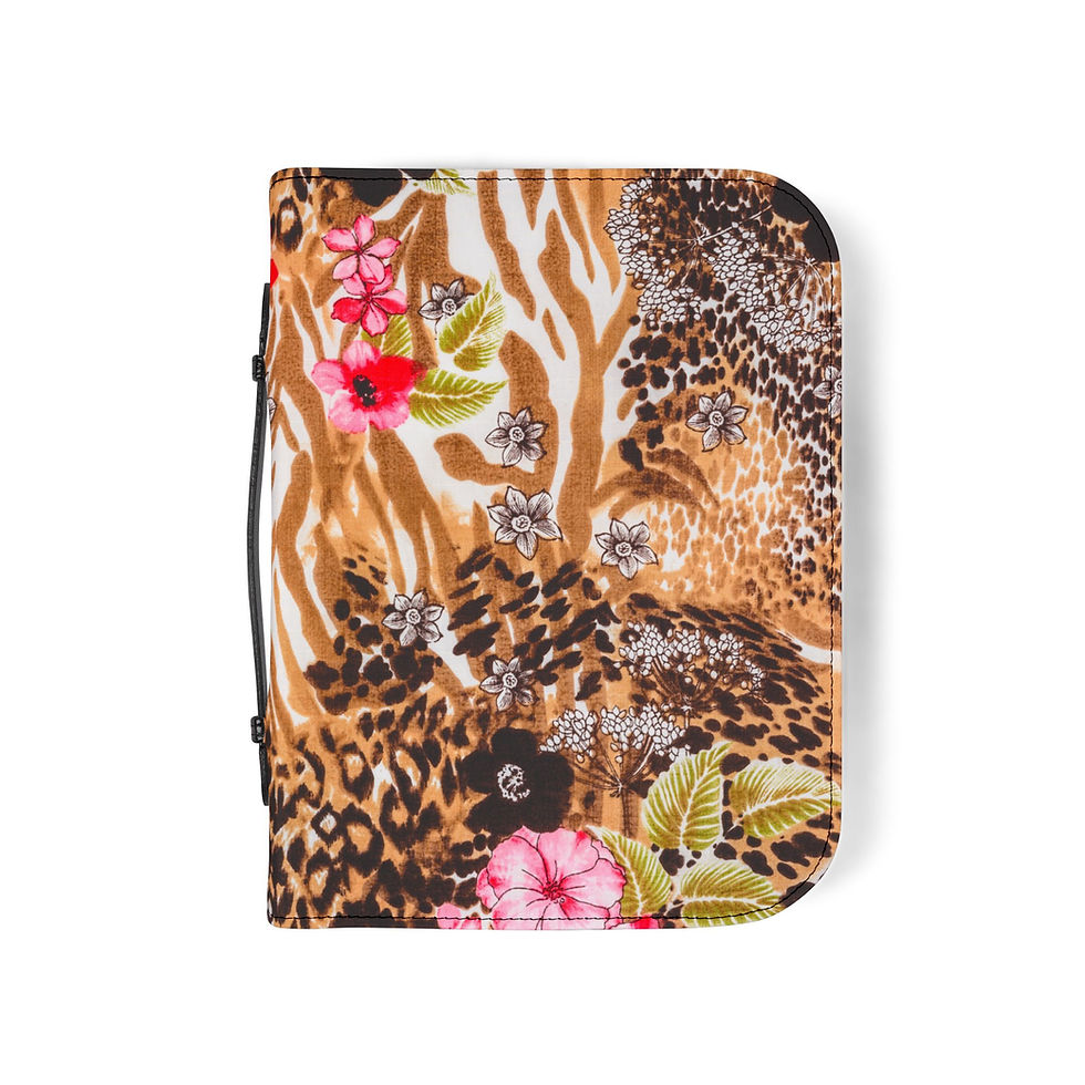 Thumbnail: Floral Leopard Bible Cover — Zippered Floral & Animal Print Bible Case