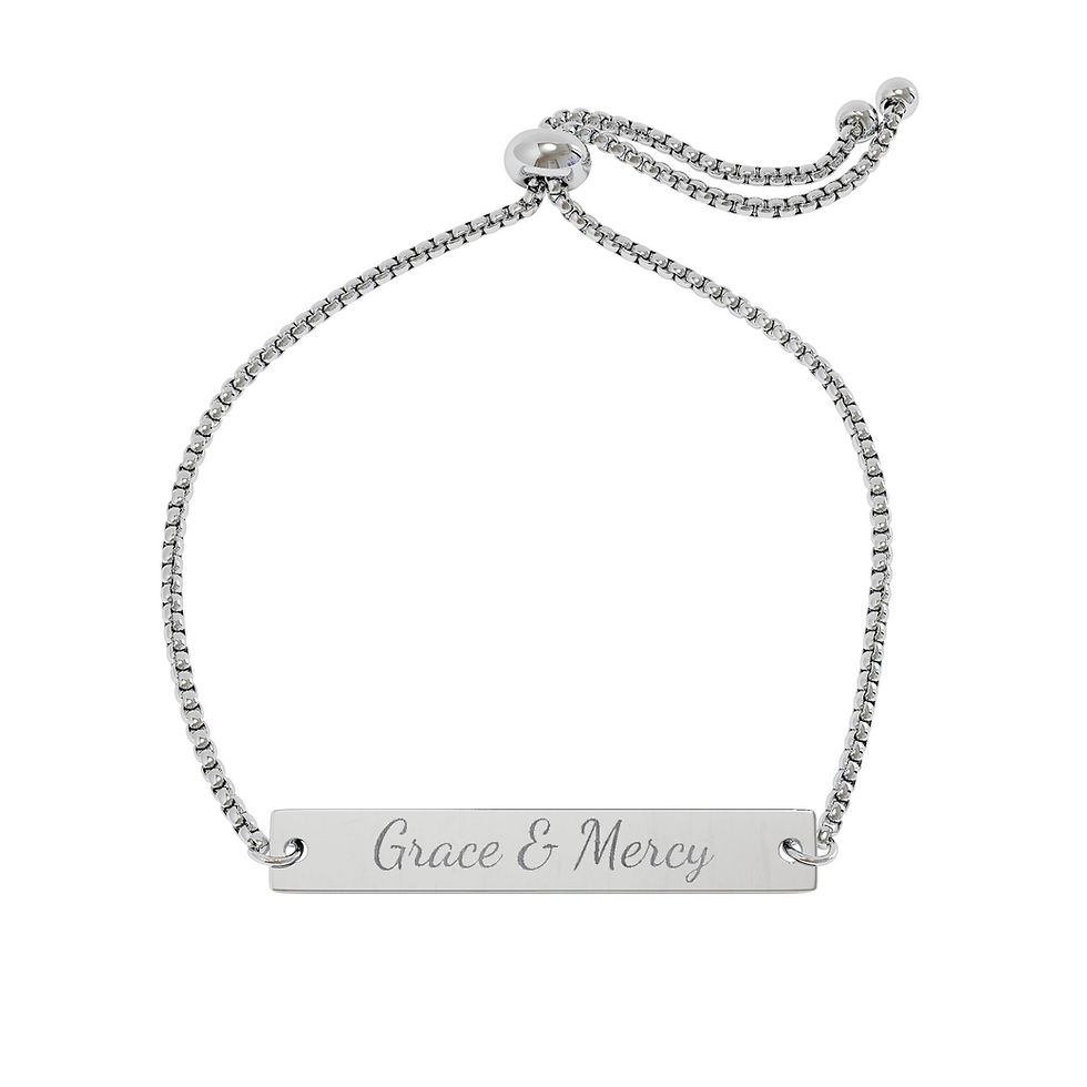 Thumbnail: Grace & Mercy Engraved Bar Bracelet