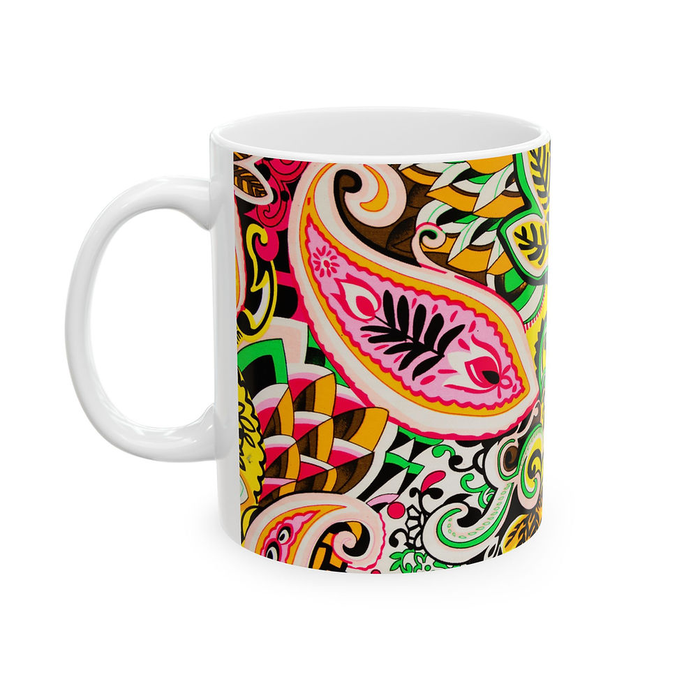 Thumbnail: Floral Paisley Ceramic Mug — Vibrant Bohemian 11oz & 15oz Coffee Cup