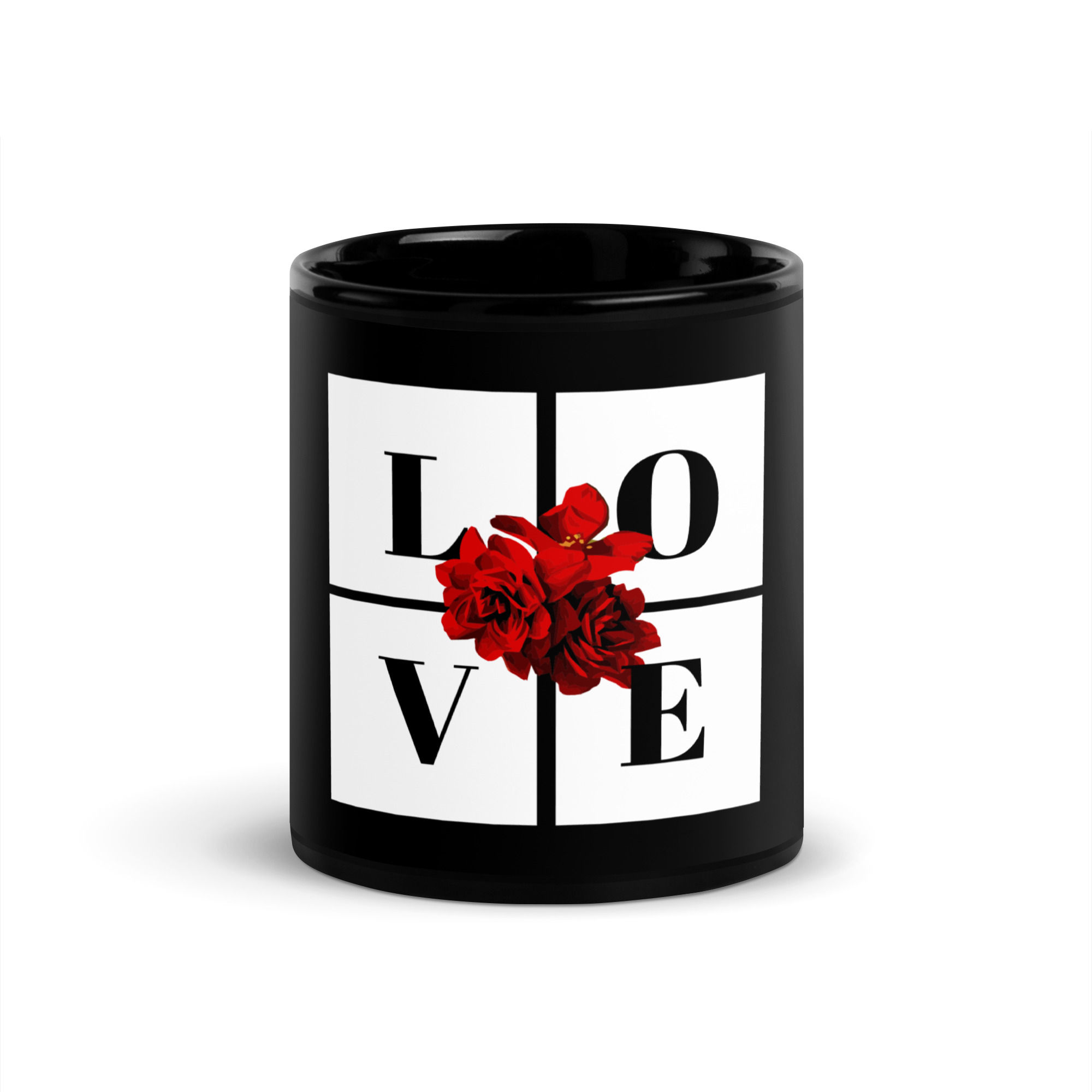 Love Black Glossy Coffee Mug