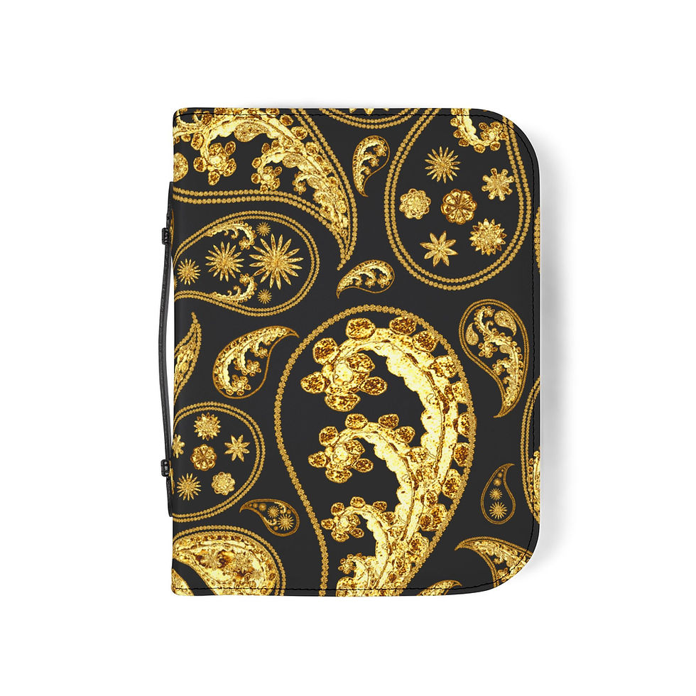 Thumbnail: Bible Cover — Elegant Gold Paisley Zippered Bible Case