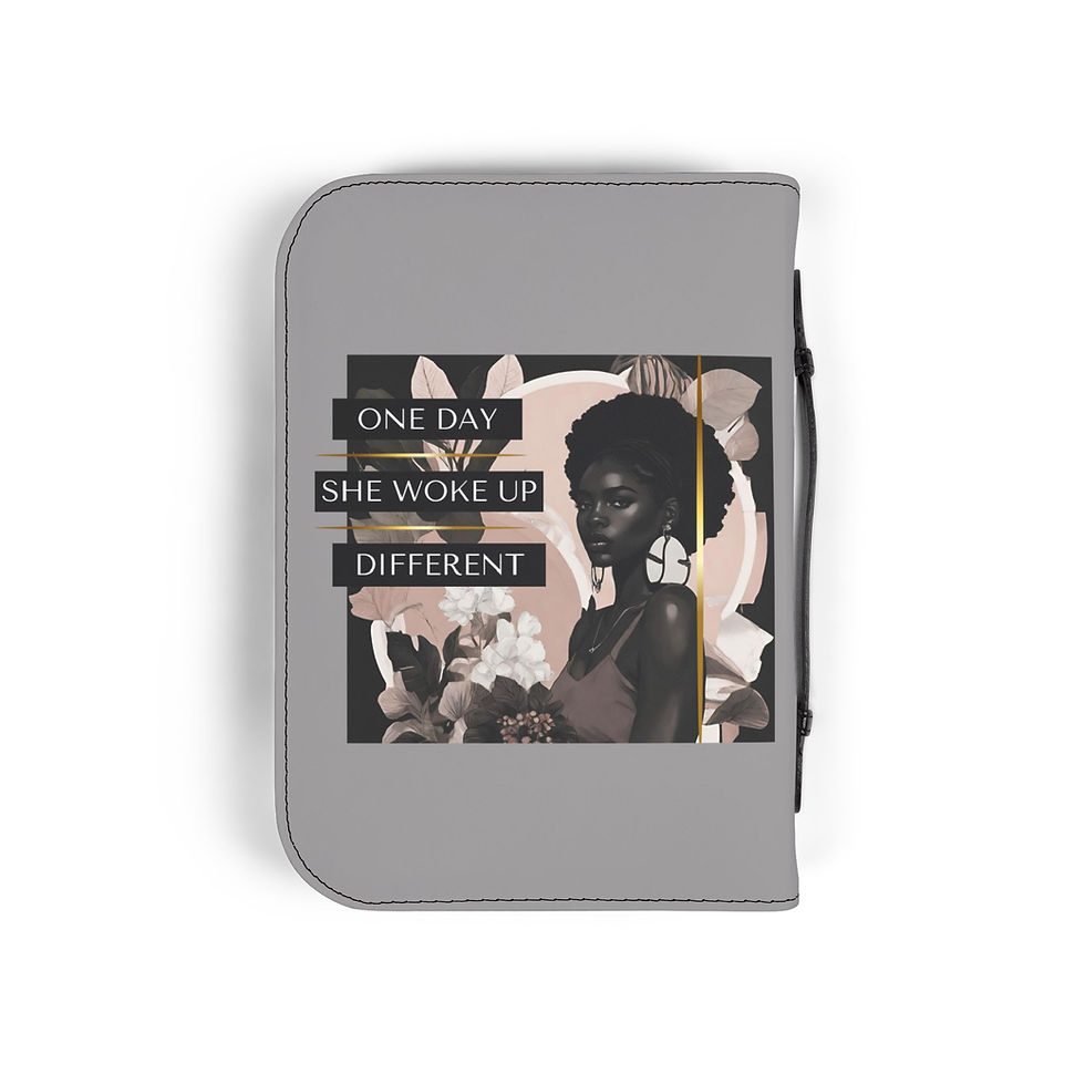 Thumbnail: Bible Cover - "One Day She Woke Up Different" Floral Black Woman Zippered Cover
