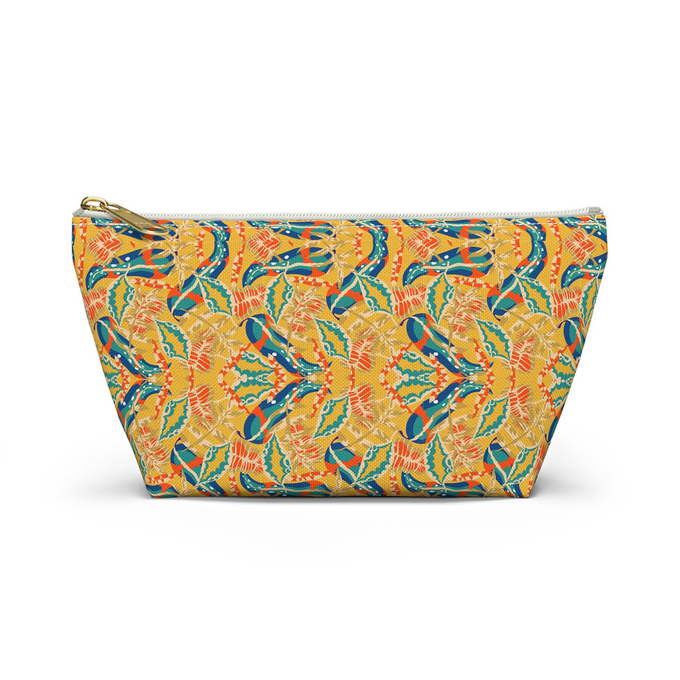 Thumbnail: Tropical Floral Accessory Pouch — Yellow Patterned Makeup Bag