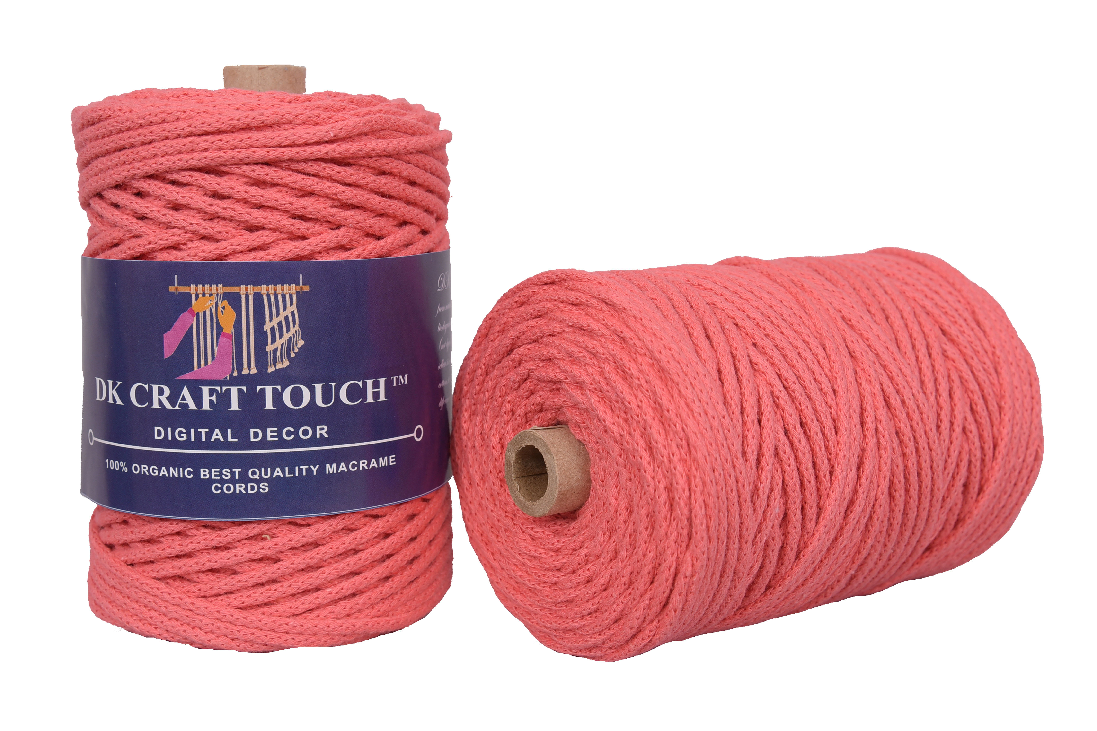 DK Craft Touch ™ Braided 4mm Light Coral Color macrame cotton cord