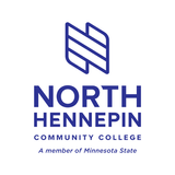 North Hennepin Community College logo with text and blue design element.