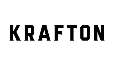 Black text "KRAFTON" on a white background in bold uppercase letters, conveying a sleek and modern look.