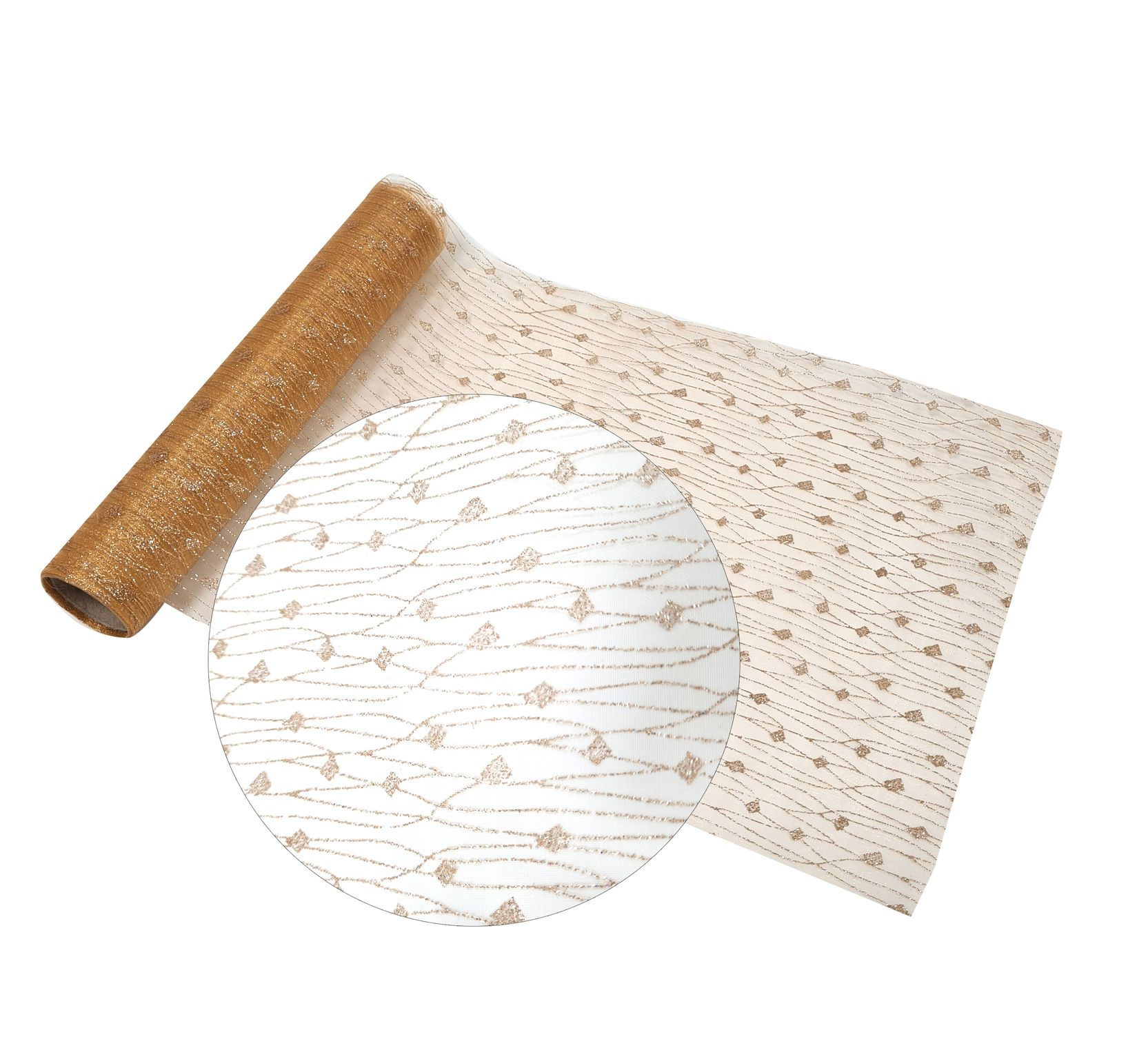 Rouleau Chemin de Table Organza Fil Brillant Rose Gold 5m