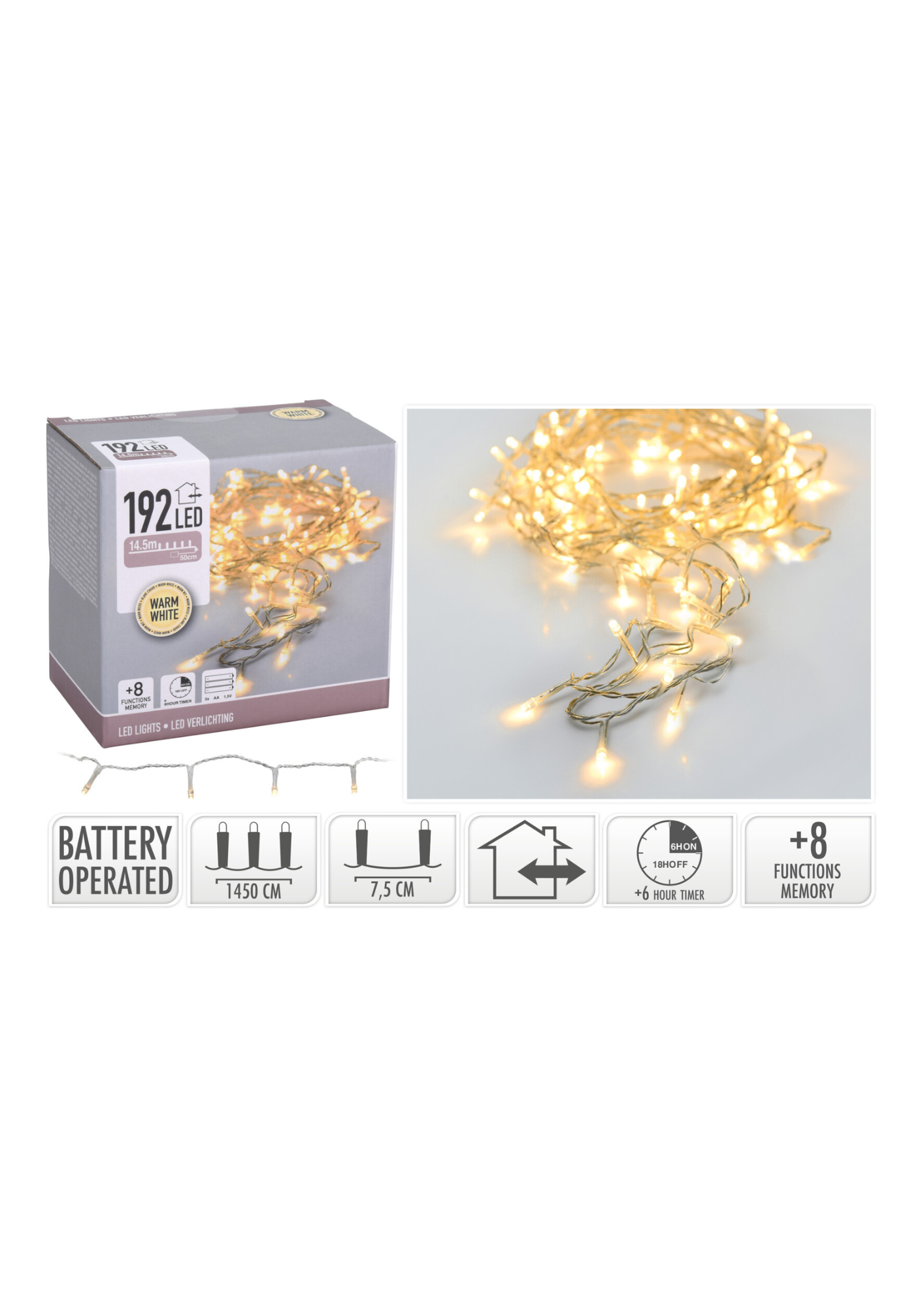 Guirlande 192 LED Blanc Chaud