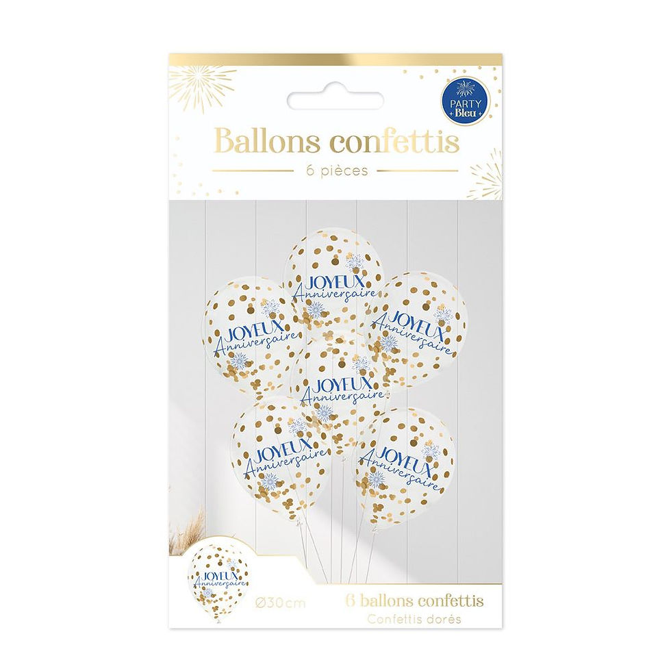 Miniature : Ballon confettis party bleu anniversaire