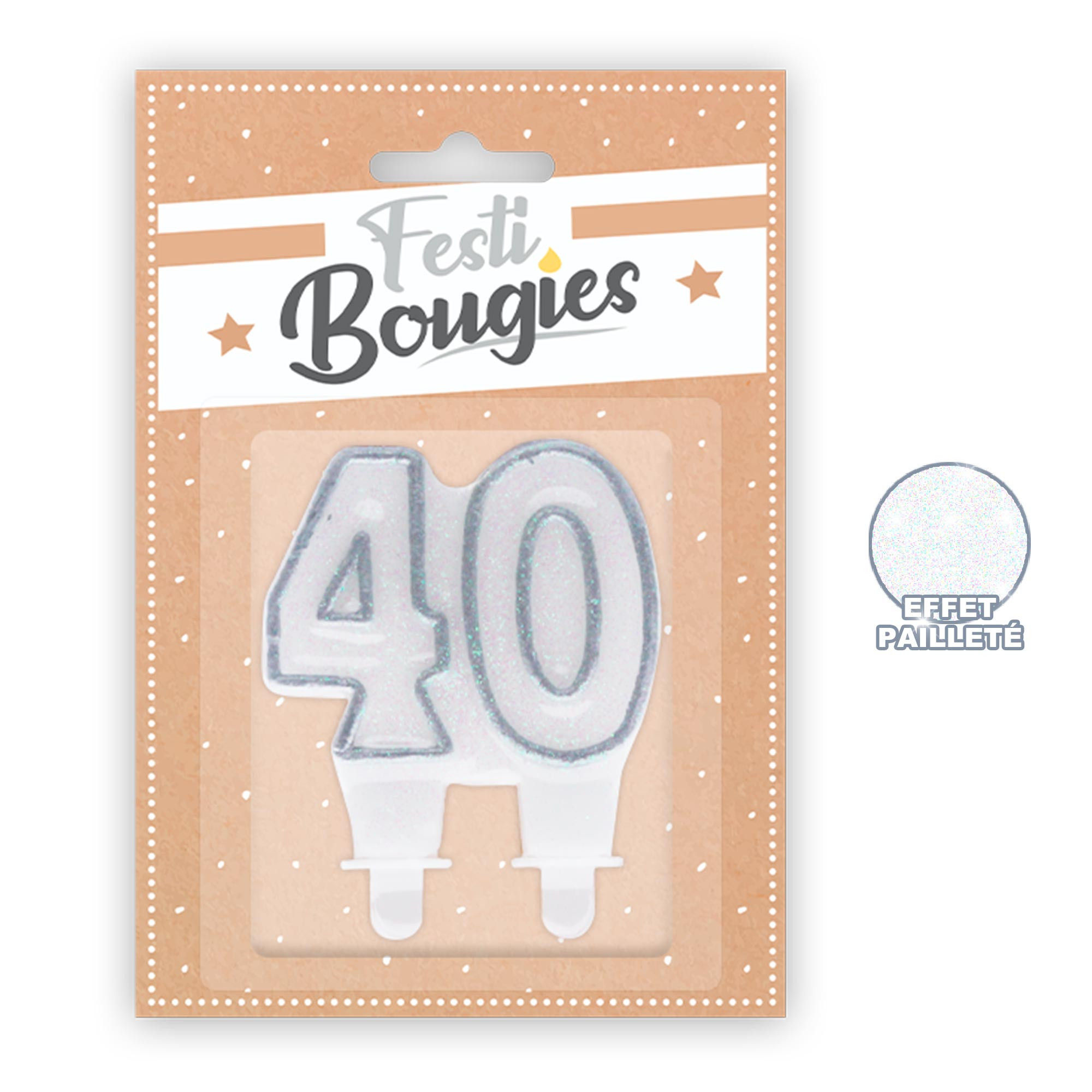 Bougie Chiffre 40 Argent