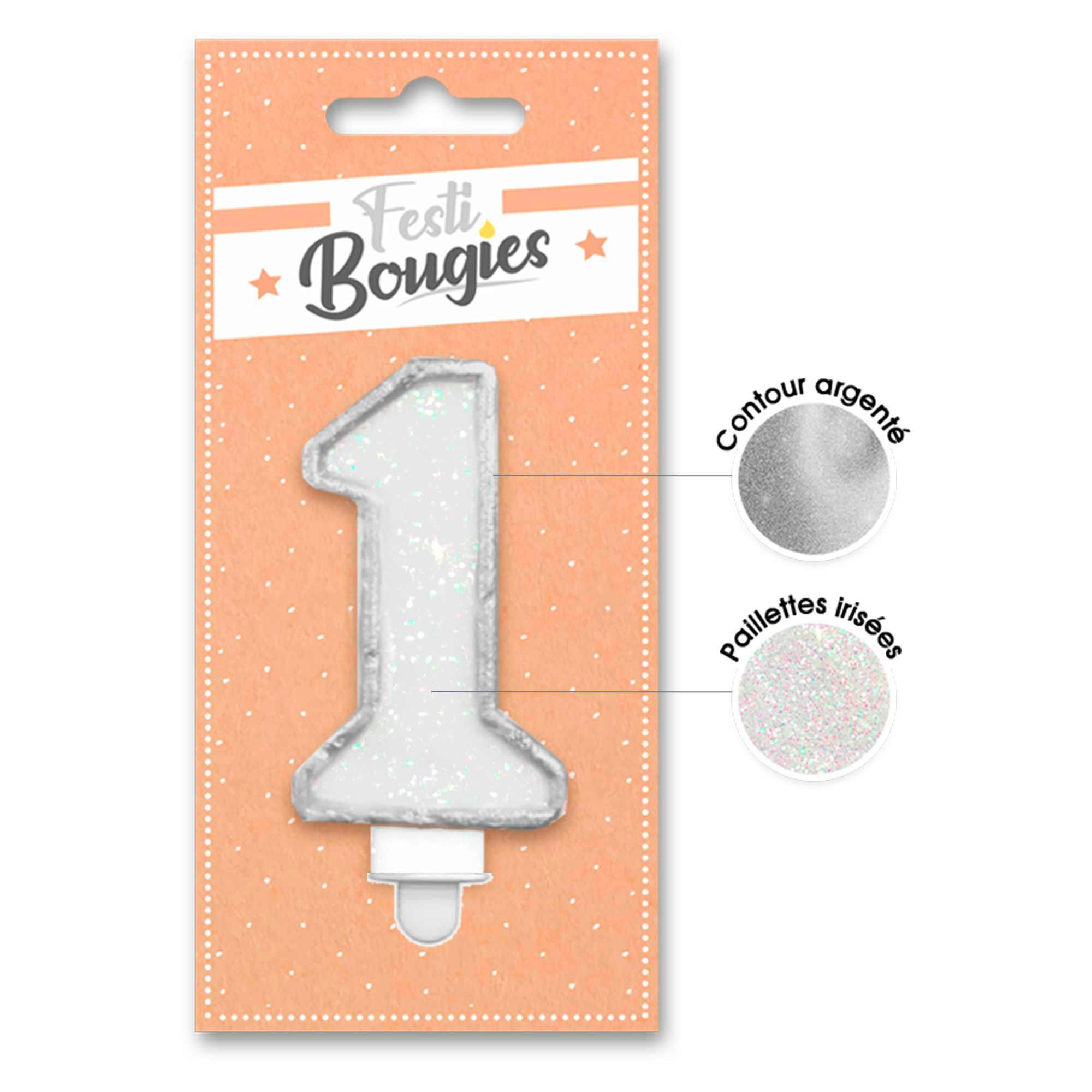 Bougie Chiffre 1 Argent