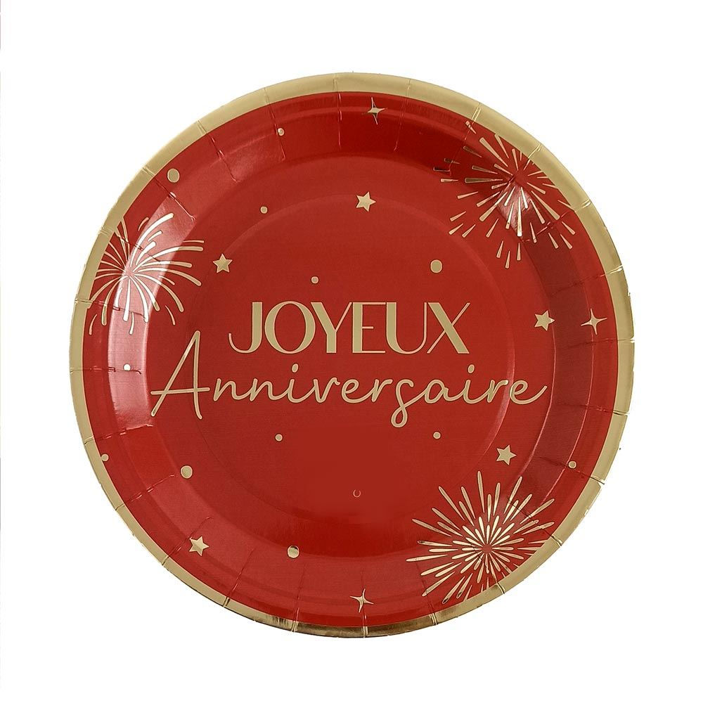 Assiettes party rouge 23cm x6