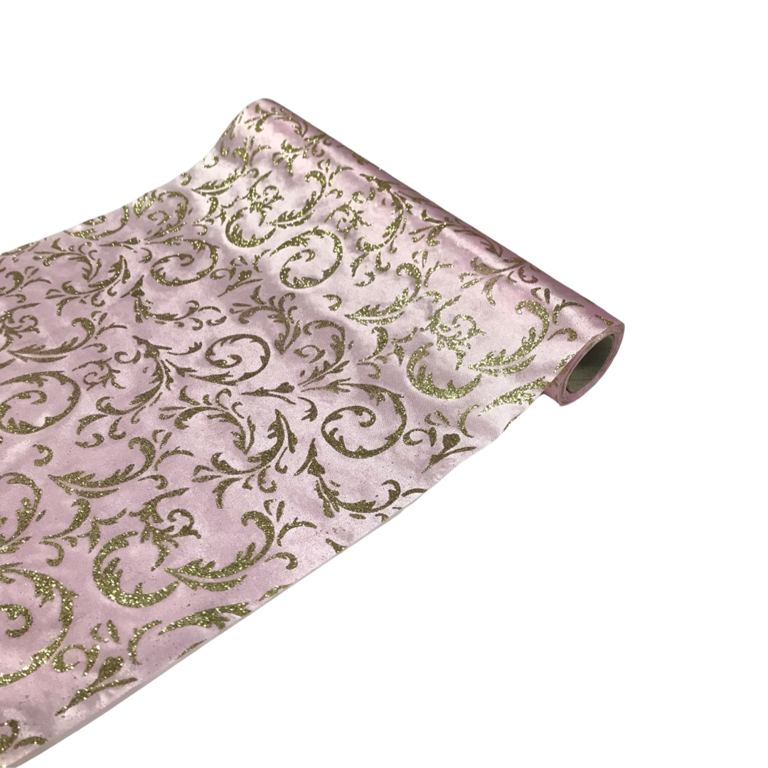 Chemin de Table Satin Arabesque Rose Clair 5m