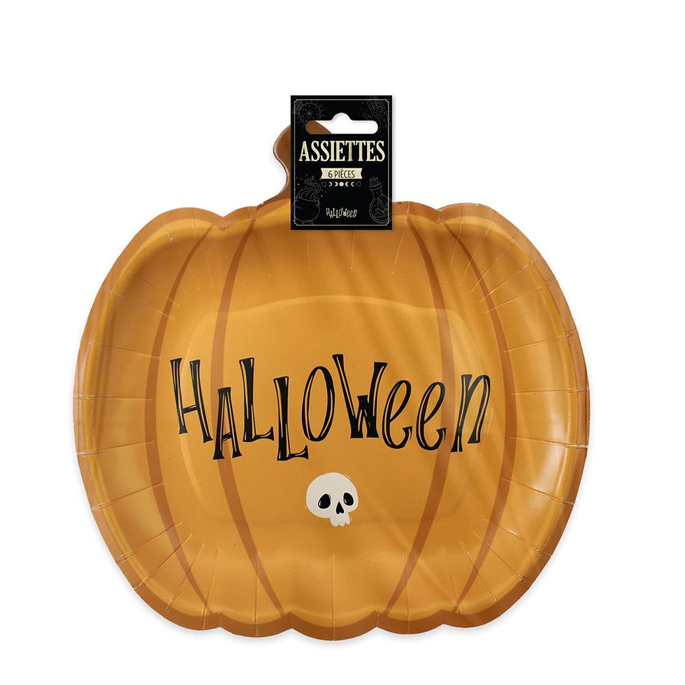 Miniature : Assiette halloween citrouille x6