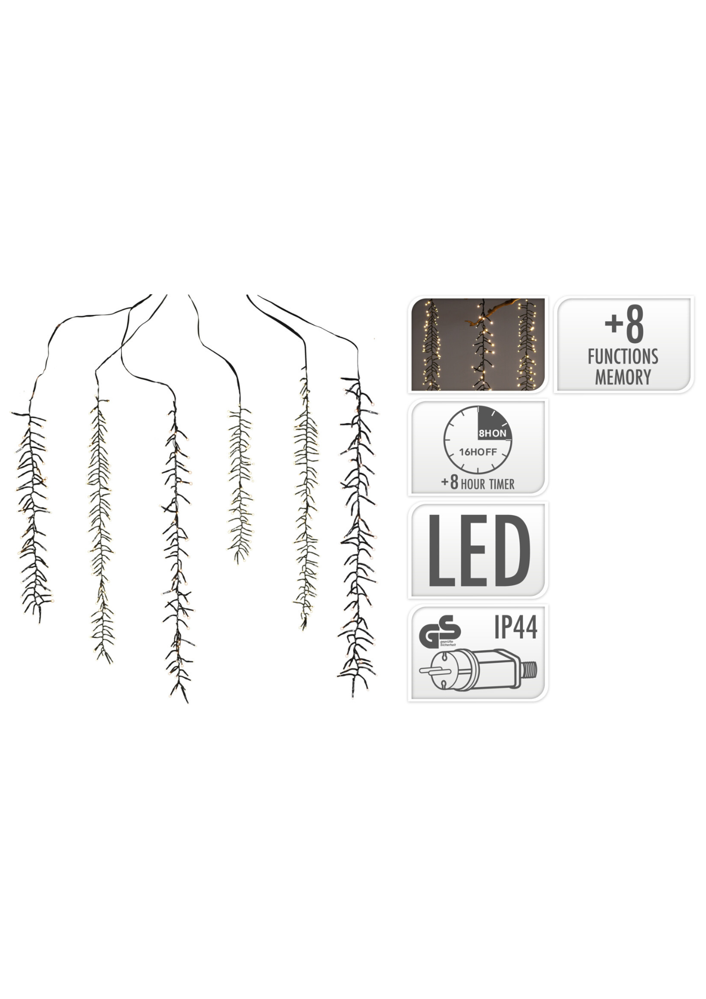 Lumière Cascade 480 LED Blanc