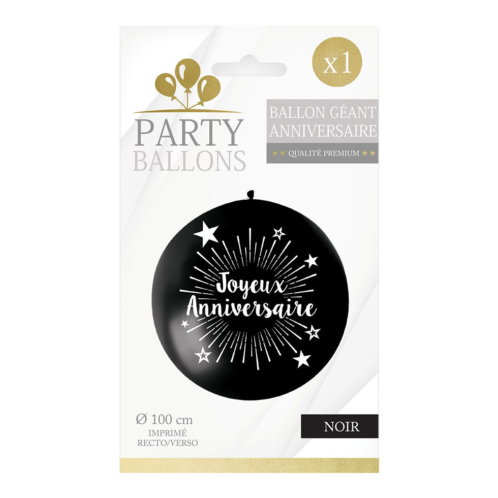 Miniature : Ballon Géant Joyeux Anniversaire Noir 1m