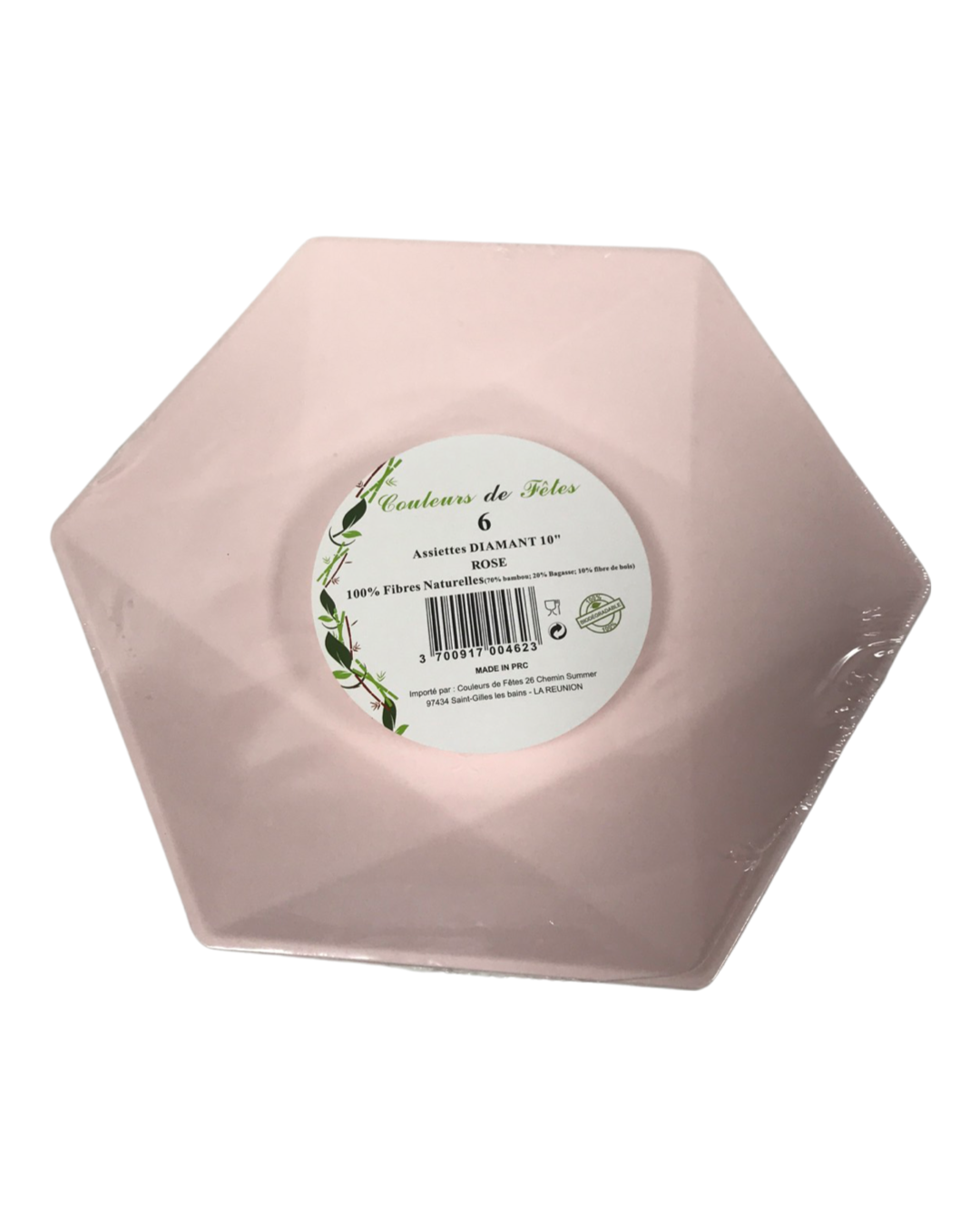Assiettes Diamant Rose x6