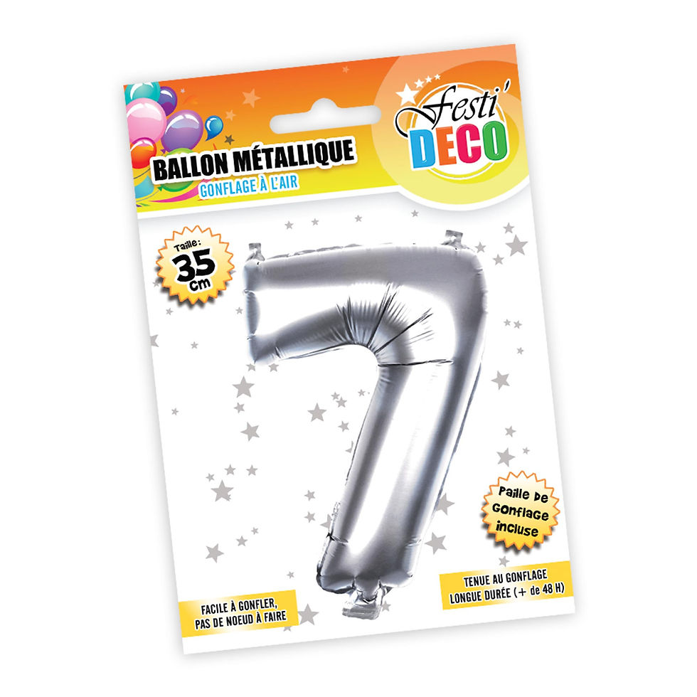 Miniature : Ballon Chiffre Métallique 7 Argent