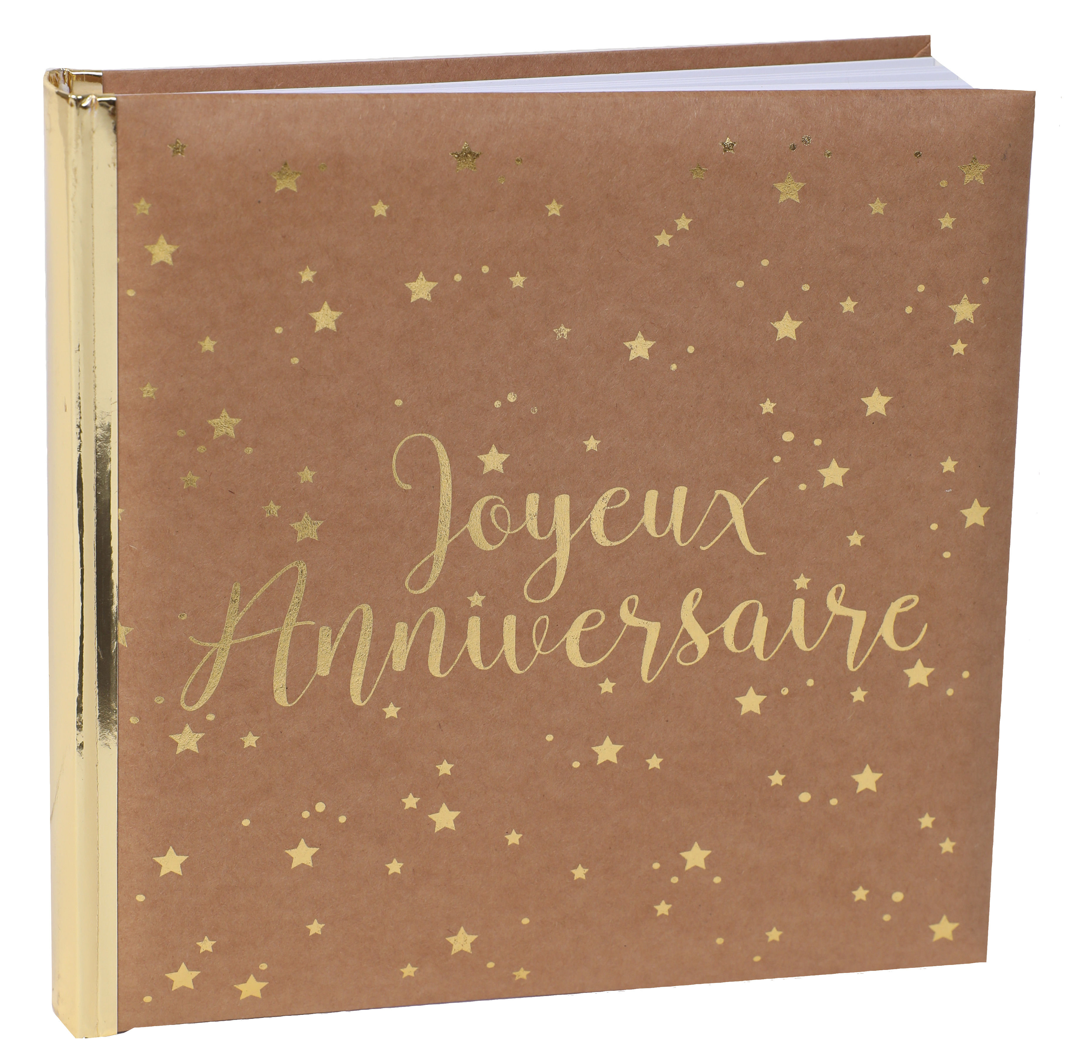 Livre d'Or Joyeux Anniversaire Kraft Métallisé Or