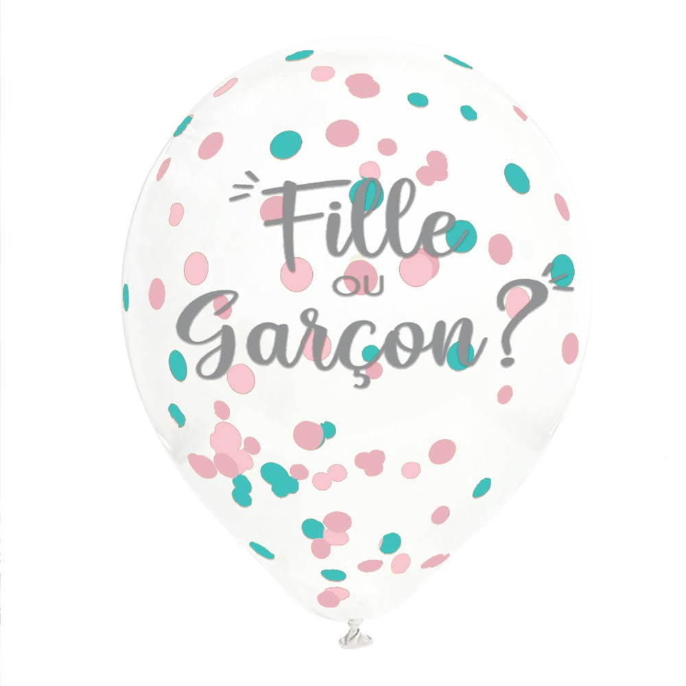 Ballon Confettis Gender Reveal x6