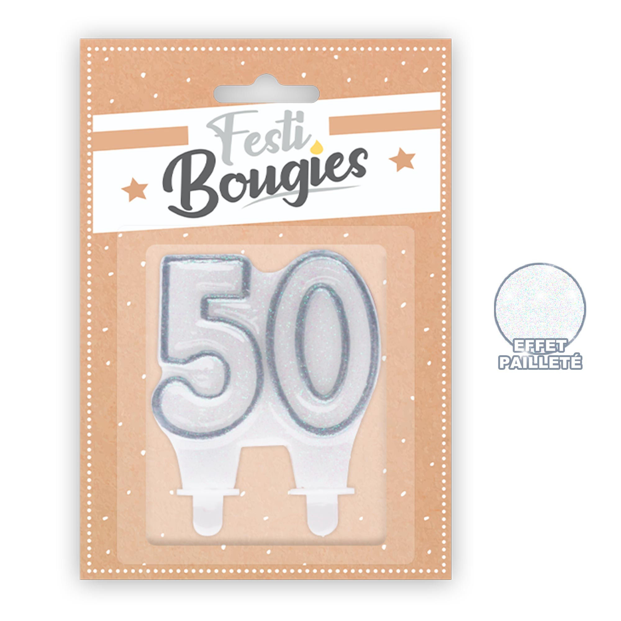 Bougie Chiffre 50 Argent