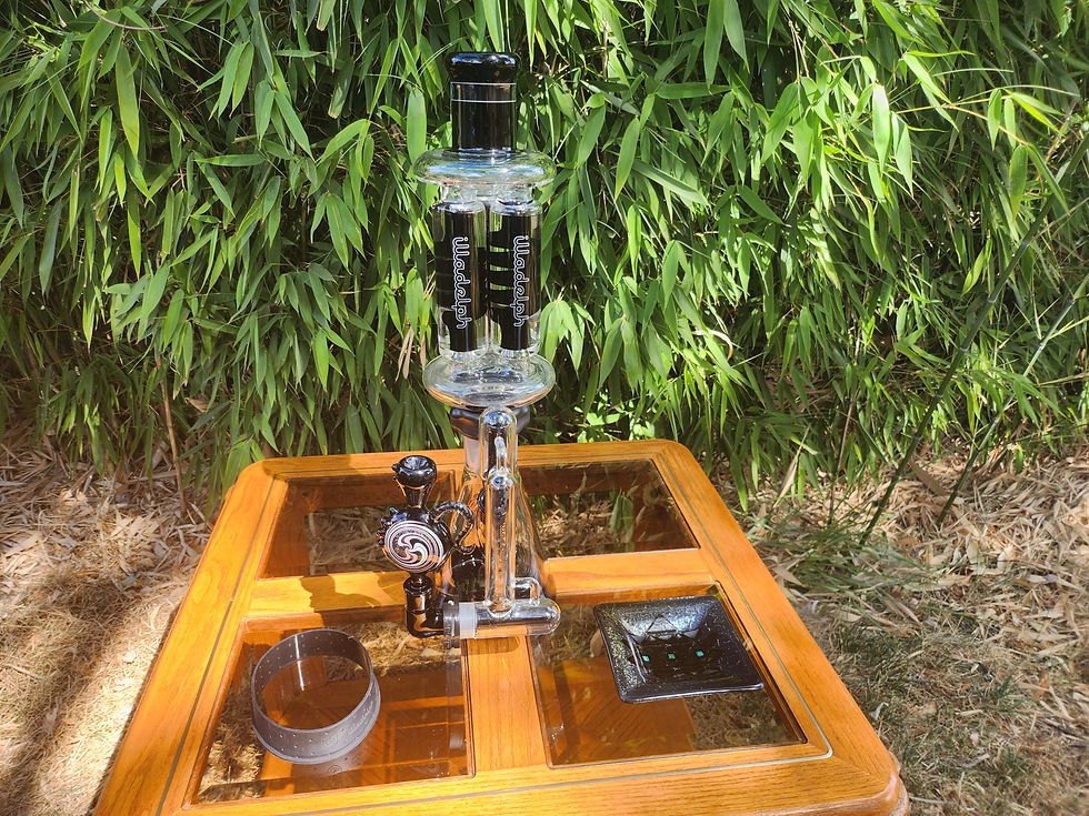 Thumbnail: Illadelph Glass Triple Coil Water Pipe with Ash Catcher, Custom Bowl, & Nug Tray