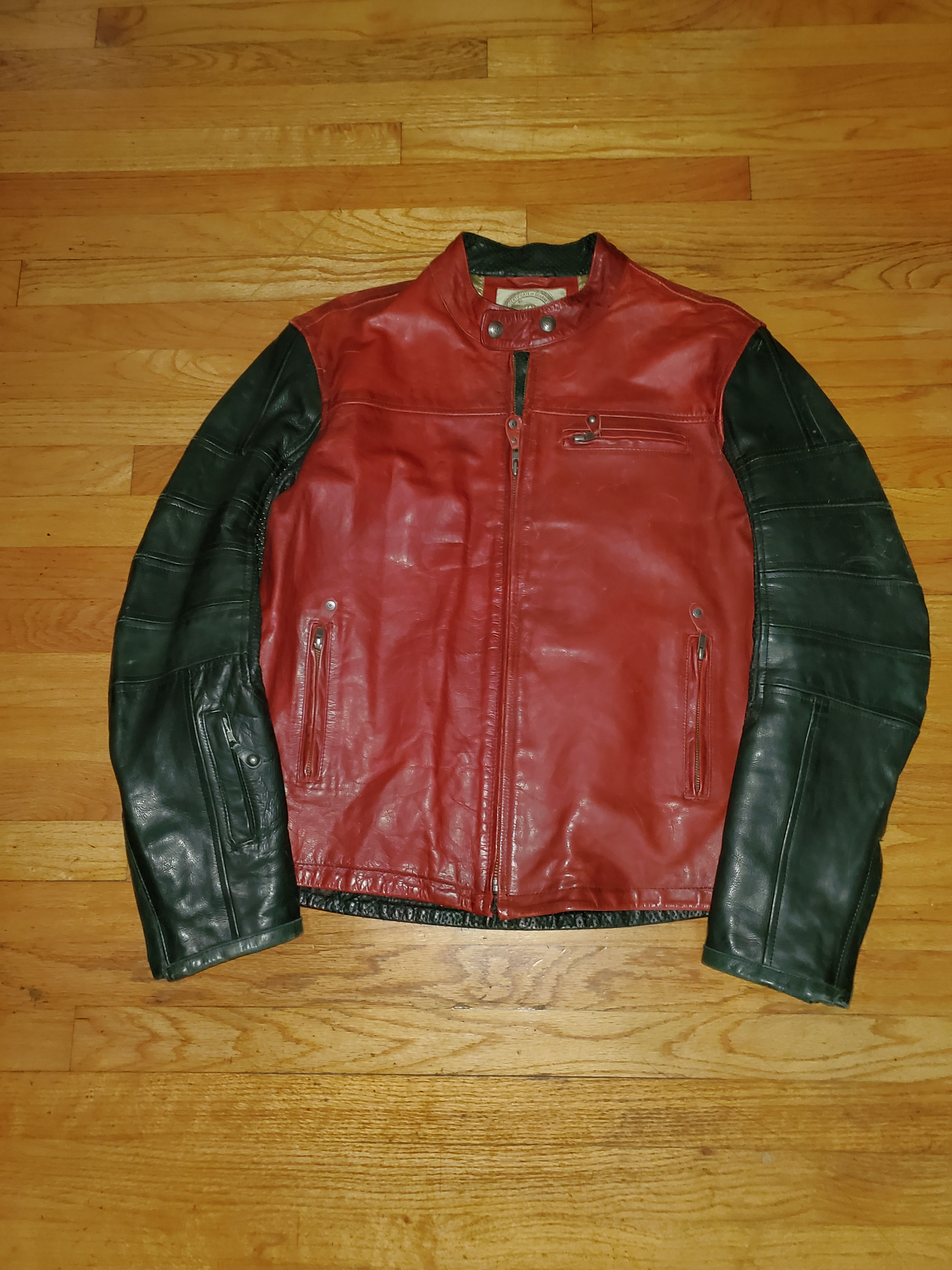 Roland Sands Ronin Red & Black Leather Jacket XXL Gold Liner