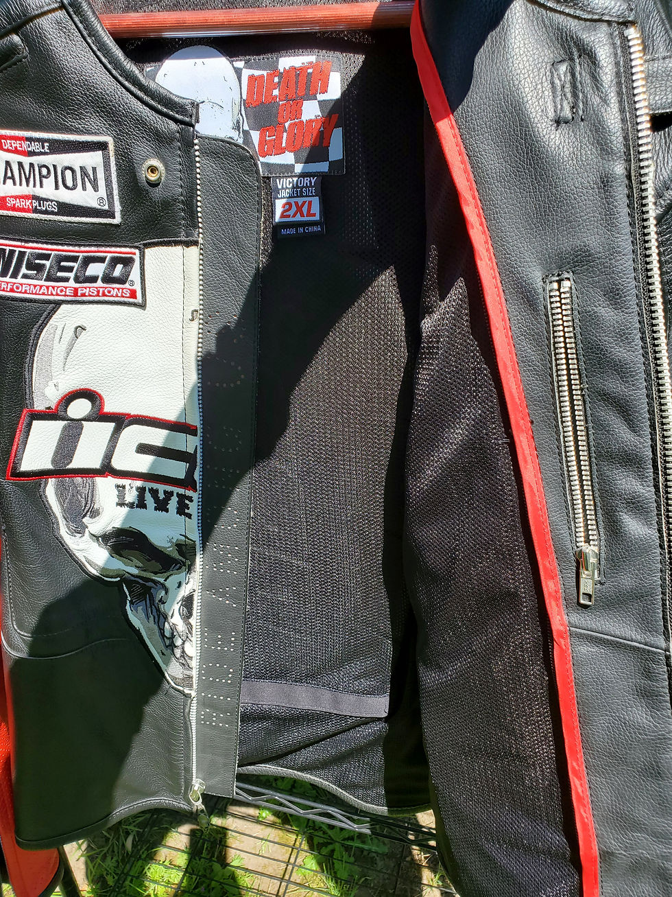 Thumbnail: Icon Live Fast Men's Death or Glory Leather Motorcycle Riding Jacket XXL