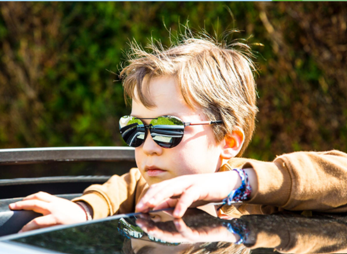 aesthetic image of kid wearing eyelet sunplus clip-on sunglasses