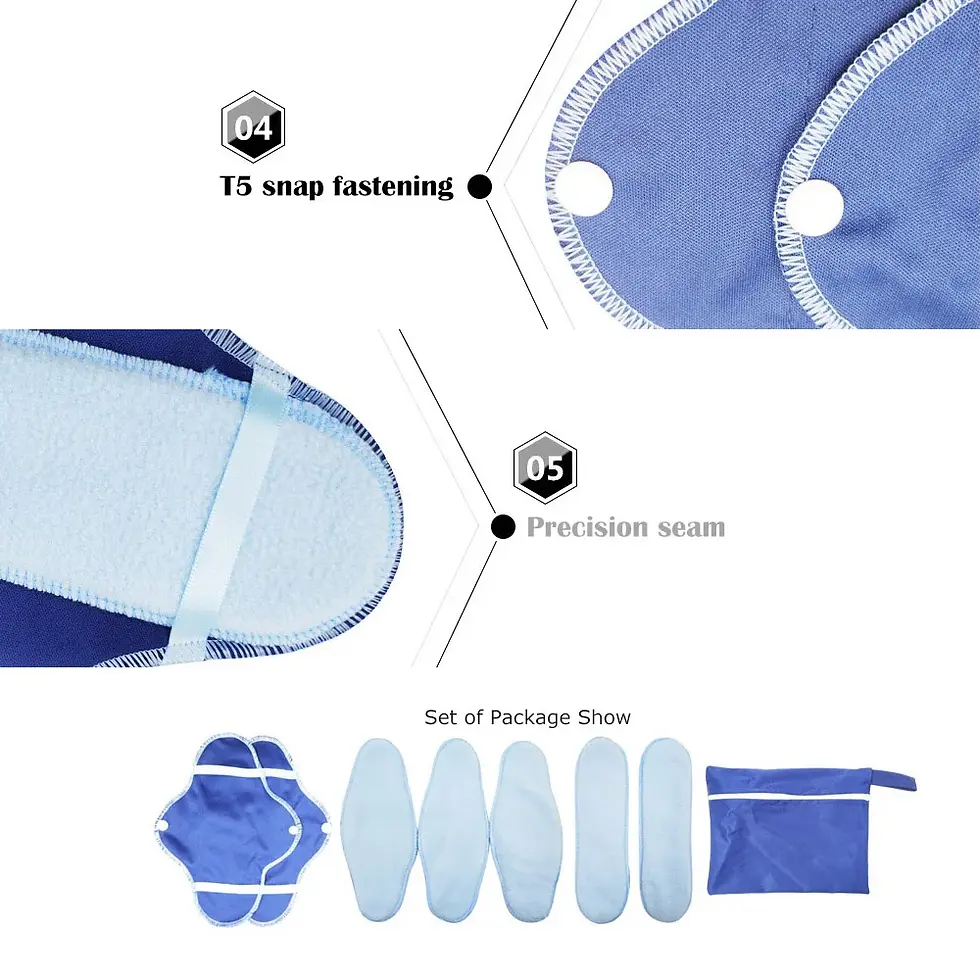 Thumbnail: Reusable Cotton Menstrual Pad Set | Ultra Soft Leak-Proof Protection (8-Pack)