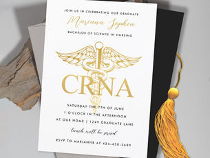 Big Deals! CRNA Nurse Graduation Party Announcement Gold