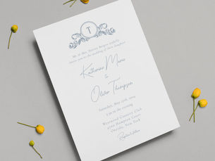 Best Price! Vintage Crest Dusty Blue Wedding Monogram Invitation