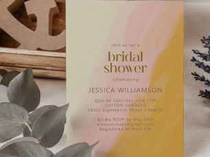Review Modern Boho Watercolor Pink Yellow Bridal Shower Invitation