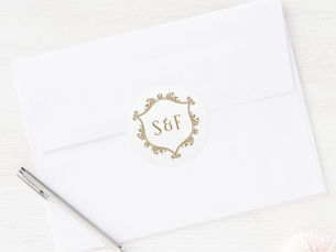 Top 5! White and Gold Badge Monogram Envelope Seal