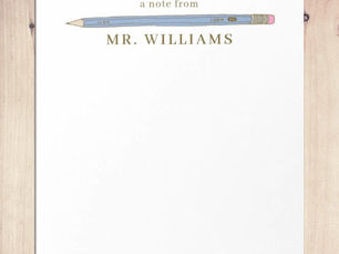 Best Deals! Teacher Gift Custom Illustrated Blue Pencil Notepad