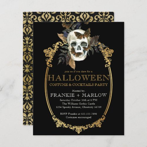 Hot Deals! Adult Halloween Gothic Skull Vintage Invitation