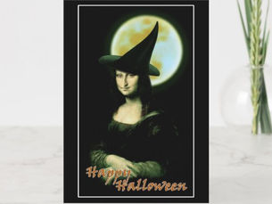 Best Price! Witchy Woman Mona Lisa Halloween Card