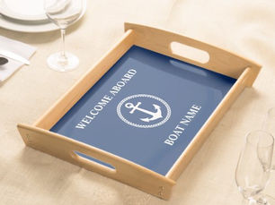Hot Review! Your Boat Name Sea Anchor Blue Serving Tray