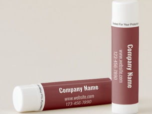 Review Business Dark Red and White Company Name Text Lip Balm
