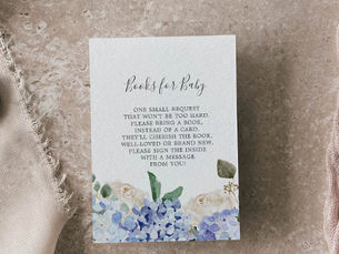 Best Deals! Elegant Blue Hydrangea Baby Shower Books for Baby Enclosure Card