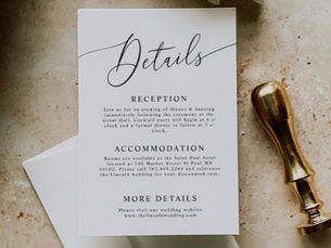 Top 5! Minimal Wedding Details Enclosure Card