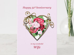 Hot Review! Romantic 52nd Wedding Anniversary Painted Roses Card