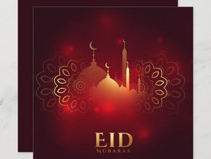Review Happy Eid Mubarak Golden Crescent Mosque Red Holiday Card