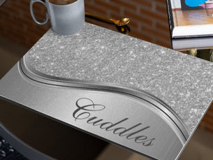 Hot Deals! Silver Monogram Name Dog Cat Pet Food Mat