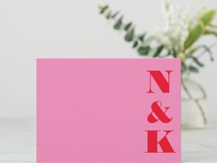 Hot Review! Minimalist Modern Monogram Pink and Red Wedding Note Card