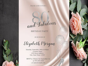 Big Deals! Elegant High Heels,Balloons 80th Birthday Party Invitation