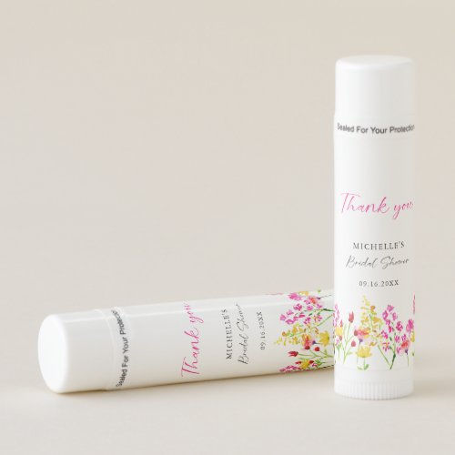 Best Deals! Wildflowers Bridal Shower Script Pink Florals Lip Balm