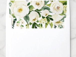 Hot Deals! White Flower and Green Wedding Envelope Liners