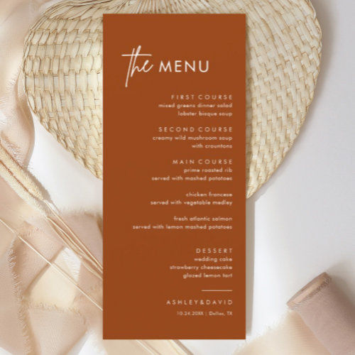 Best Deals! Rust Terracotta Wedding Dinner Menu