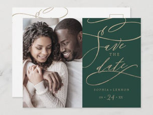Hot Deals! Romantic Green Calligraphy Photo Save the Date Invitation Postcard